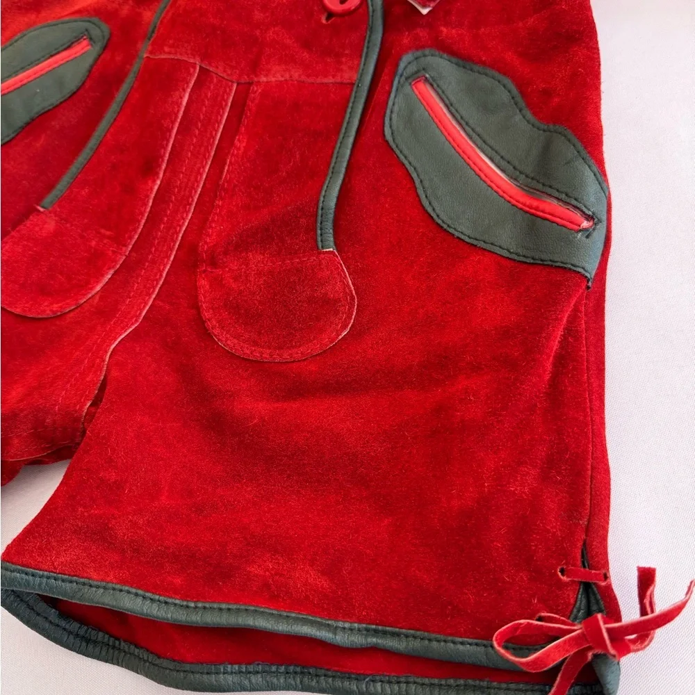 Genuine lambs leather Suede Lederhosen shorts & Hat Set Sz 116=5-6T